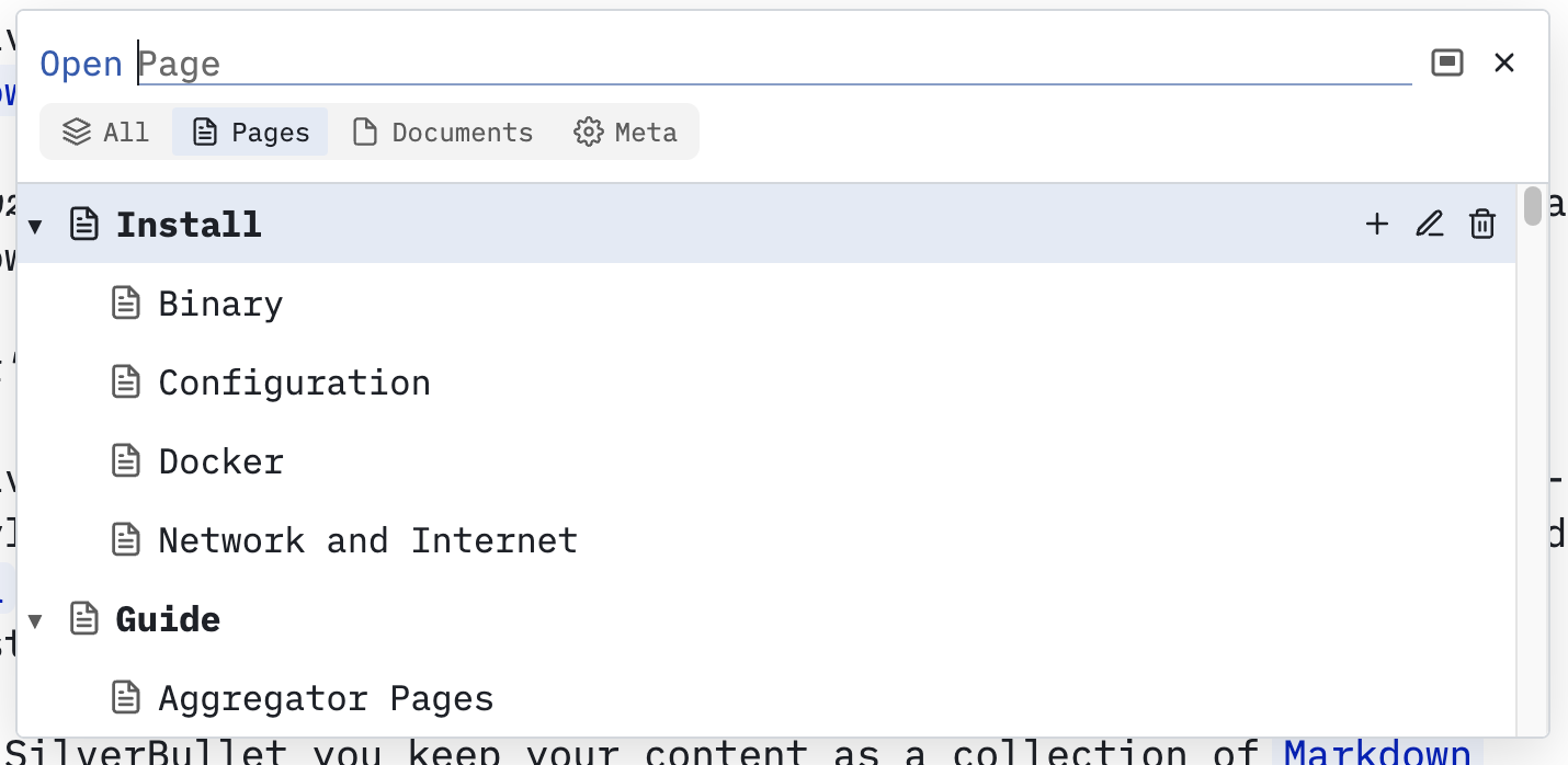 File tree in a modal window