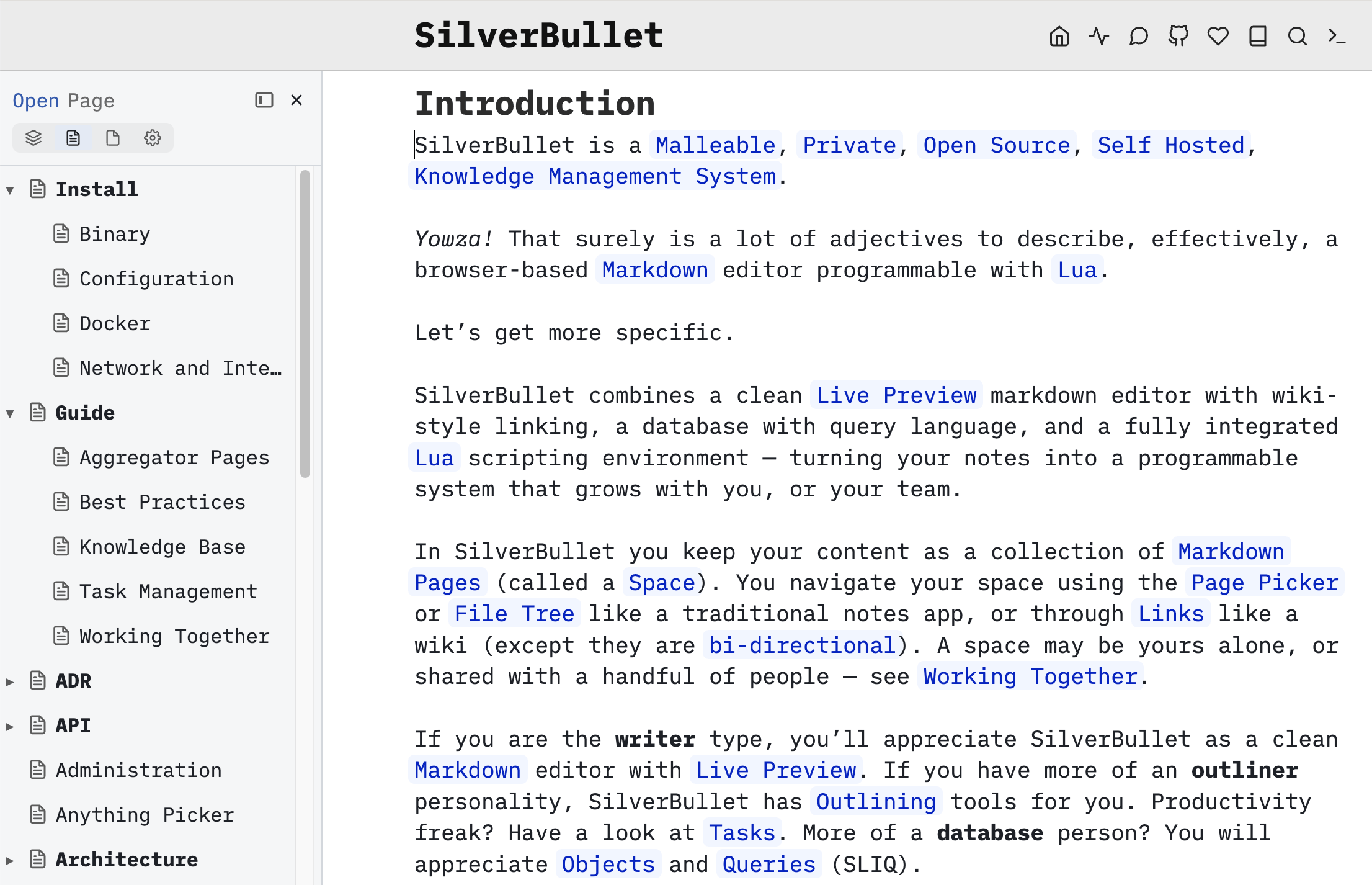File tree docked in the left sidebar