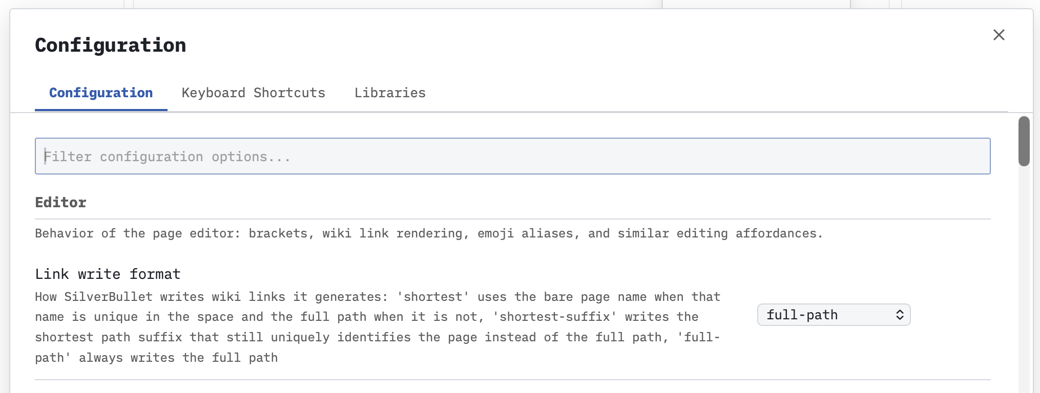 Link write format configuration