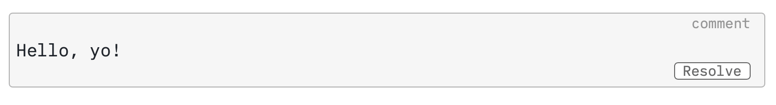 Markdown comment with a Resolve button