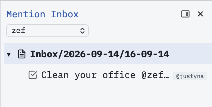 Mention Inbox with an assigned task